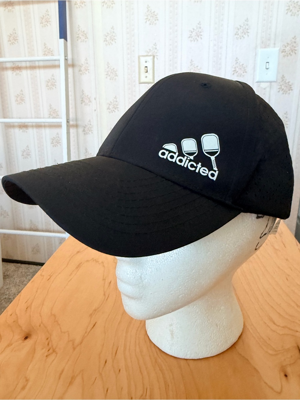 Black Pickleball Cap Unisex Adjustable  Perforated Baseball Hat